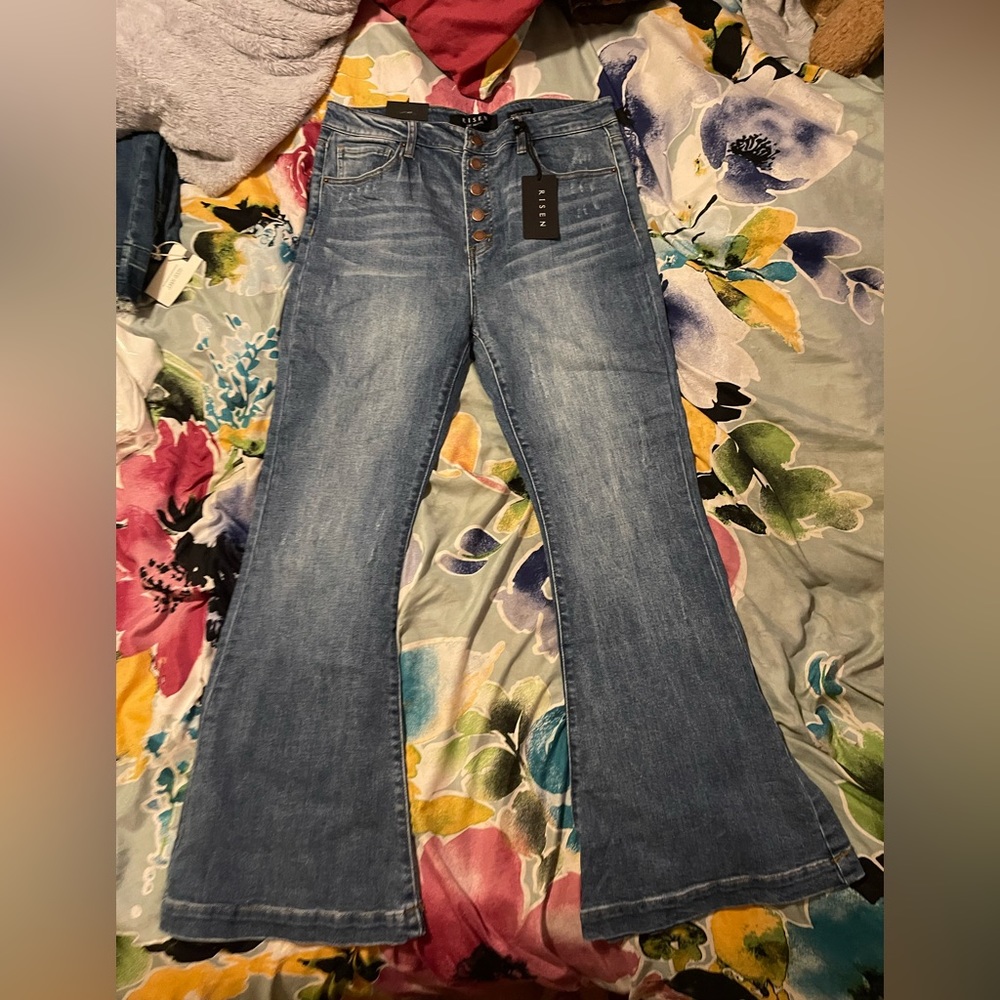 Risen Flare Button-Fly Jeans Size 32/15